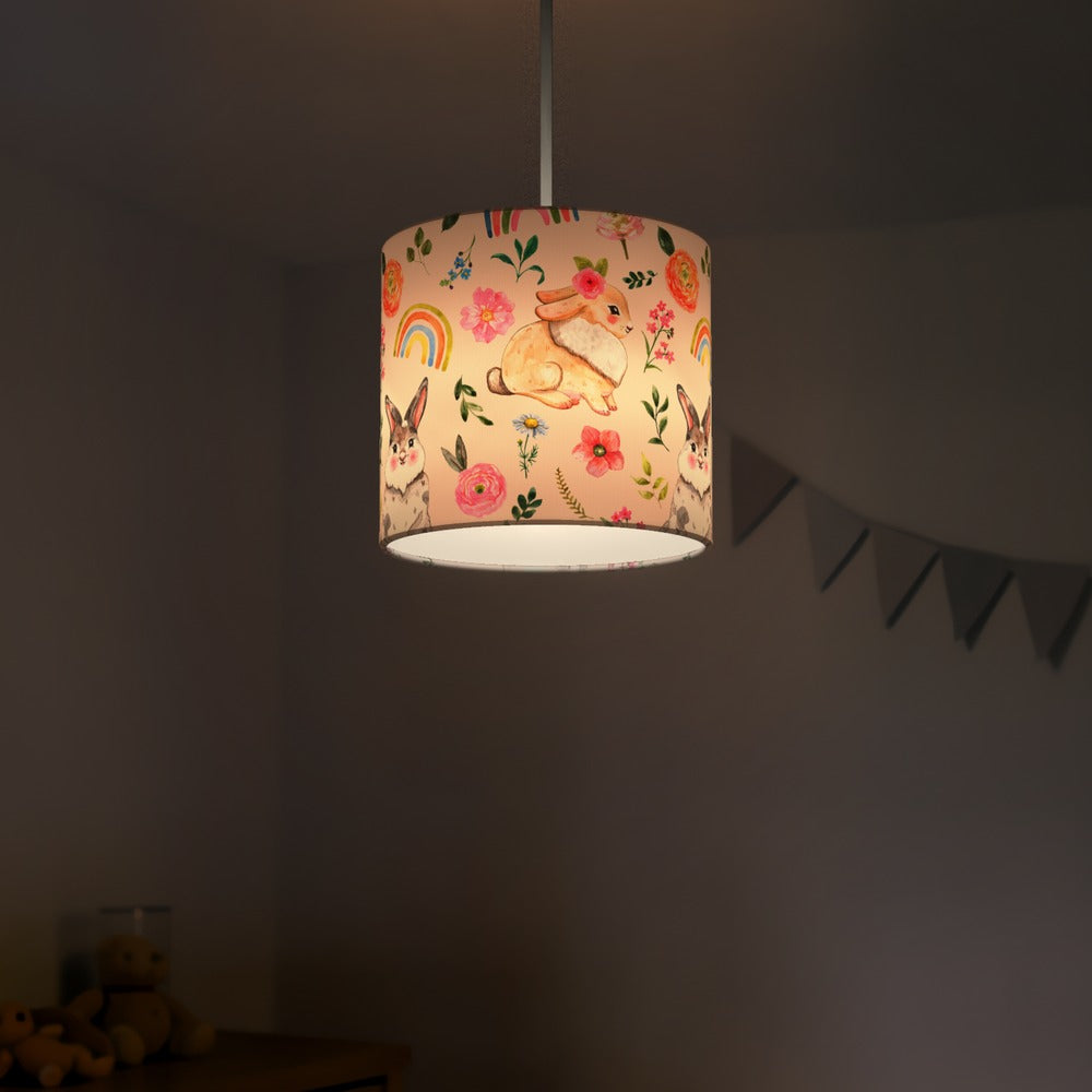 Cute Rabbit and Floral Rainbow lampshade
