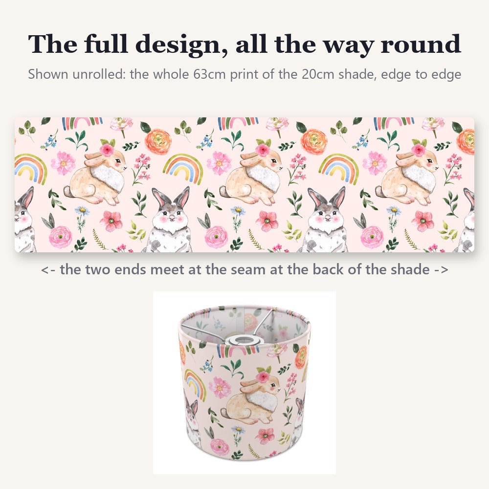 Cute Rabbit and Floral Rainbow lampshade