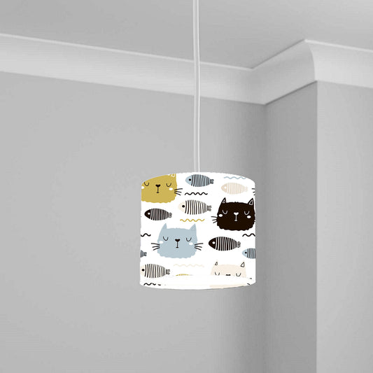 Cats and Fish Lampshade Kids Kitten Bedroom lightshade Light Shade 20CM X 18.5CM