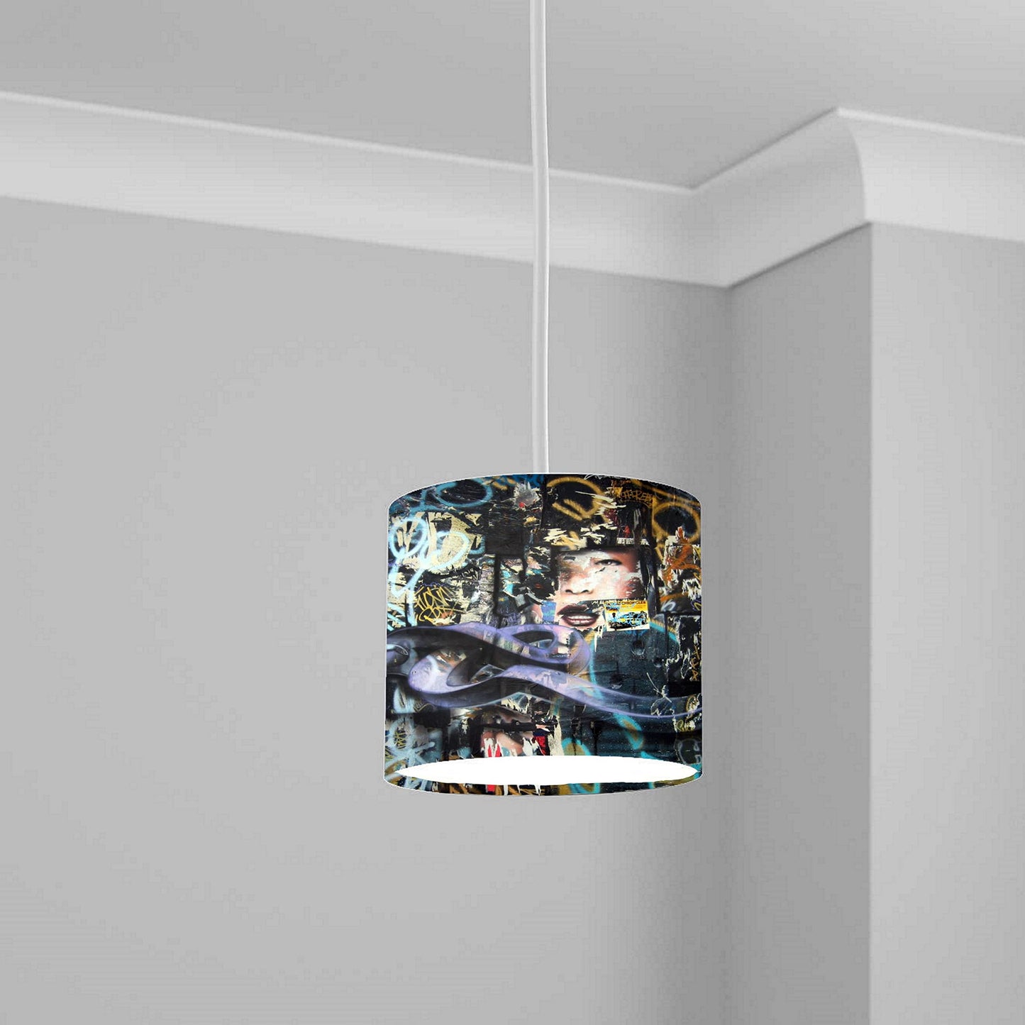 Urban Graffiti Street Art Ceiling Lampshade Lightshade for Bedroom - 20cm x 18.5cm