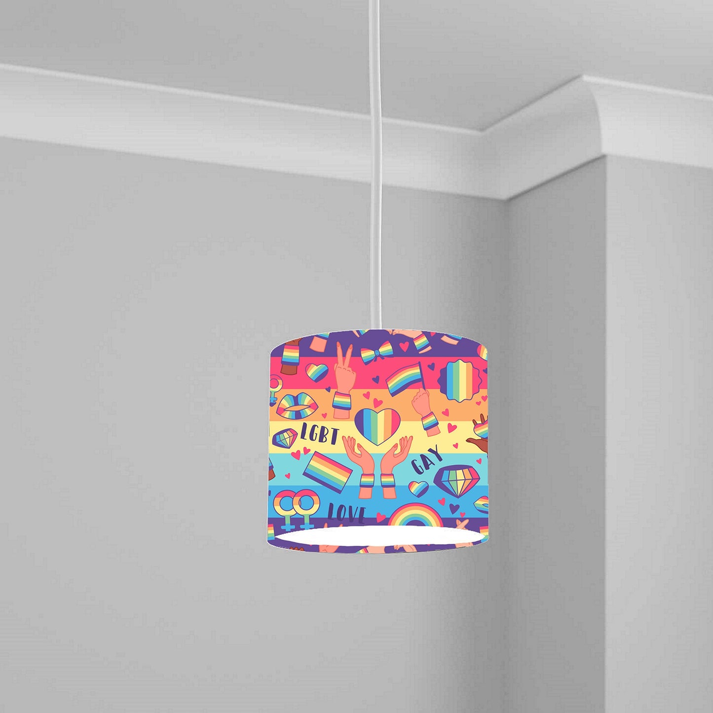 Vibrant LGBT Rainbow Pride Ceiling Lampshade Lightshade for Room - 20cm x 18.5cm