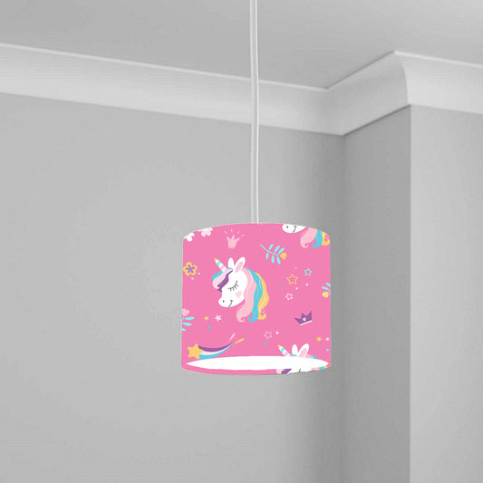Pink Unicorn and Flowers Ceiling Lampshade Lightshade for Kids Room - 20cm x 18.5cm