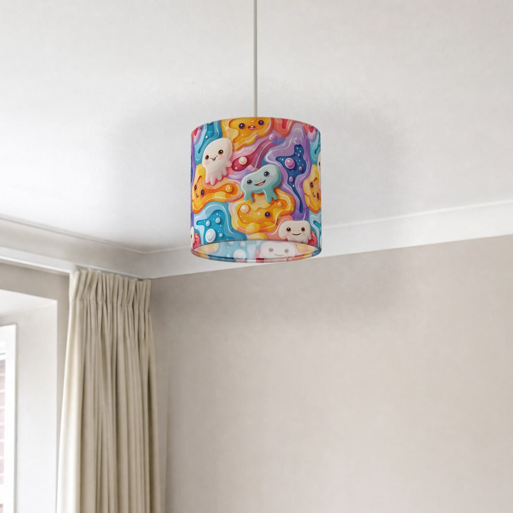 Colourful Monsters on Swirls lampshade