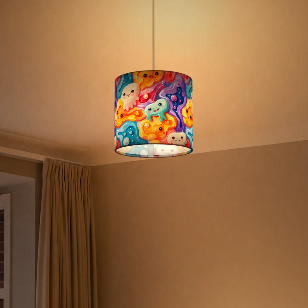 Colourful Monsters on Swirls lampshade