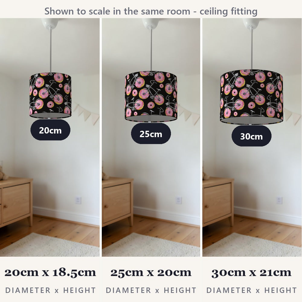Whimsical Donut and Bike Pattern lampshade