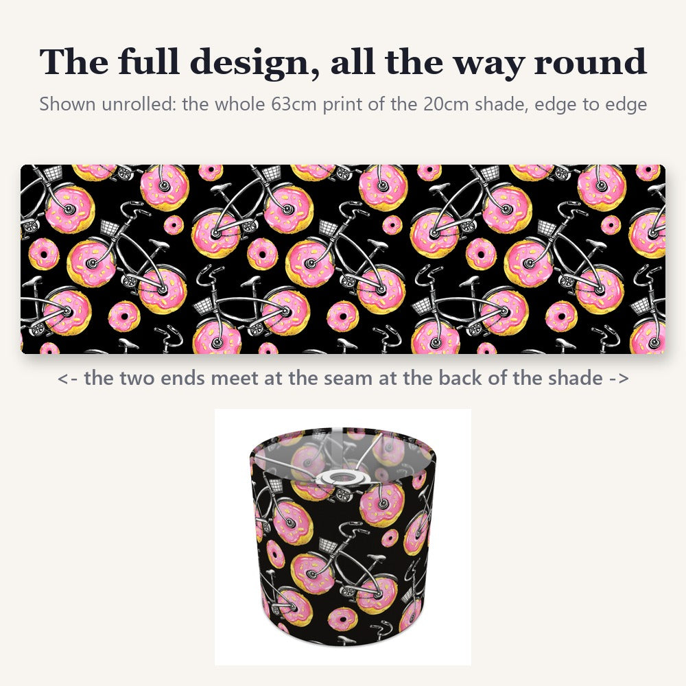 Whimsical Donut and Bike Pattern lampshade