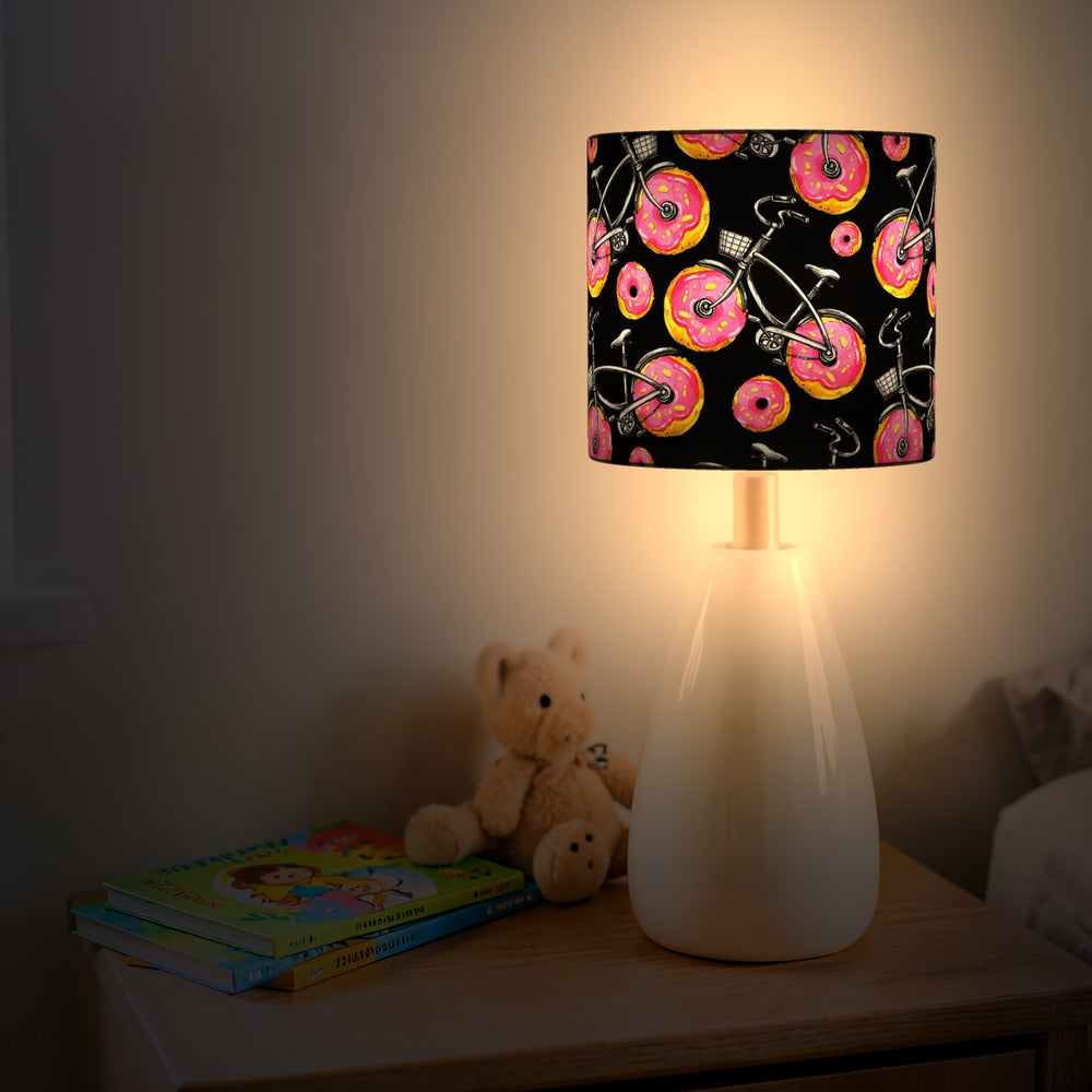 Whimsical Donut and Bike Pattern lampshade