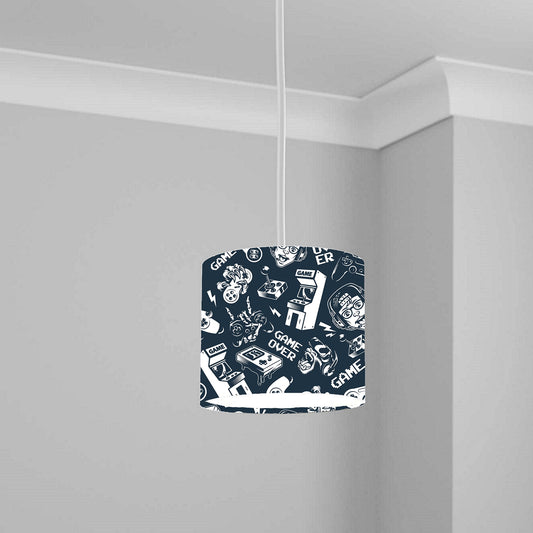 Retro Arcade Gaming Pattern Ceiling Lampshade Lightshade for Game Room - 20cm x 18.5cm