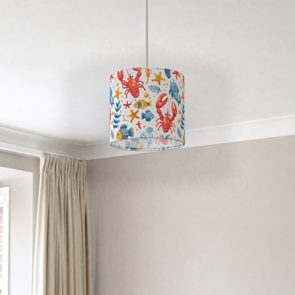 Red Lobsters and Starfish lampshade