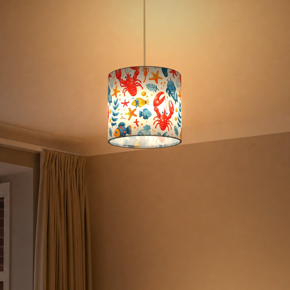 Red Lobsters and Starfish lampshade