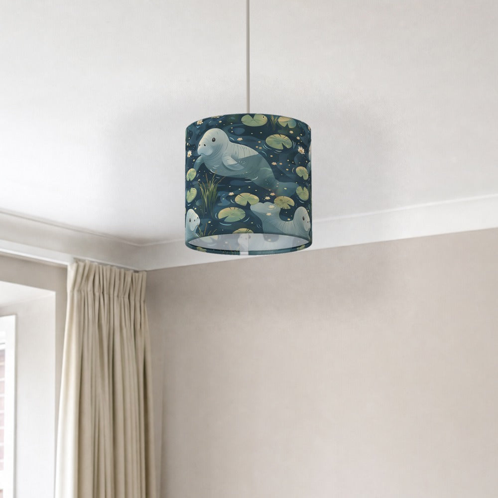 Gentle Manatees on Dark lampshade