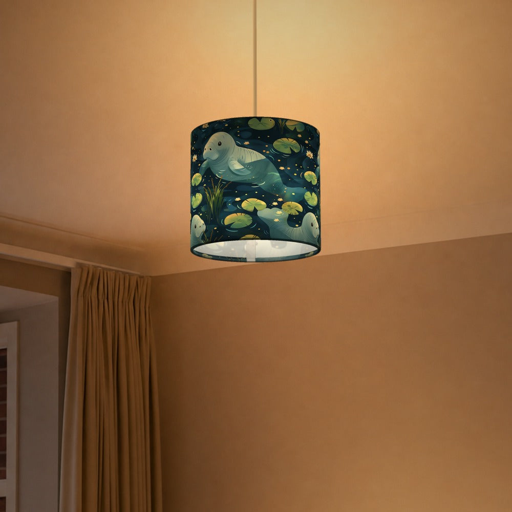 Gentle Manatees on Dark lampshade
