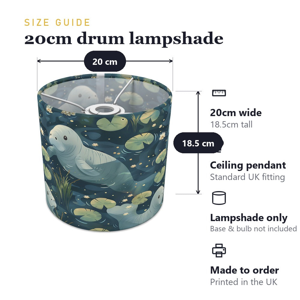 Gentle Manatees on Dark lampshade