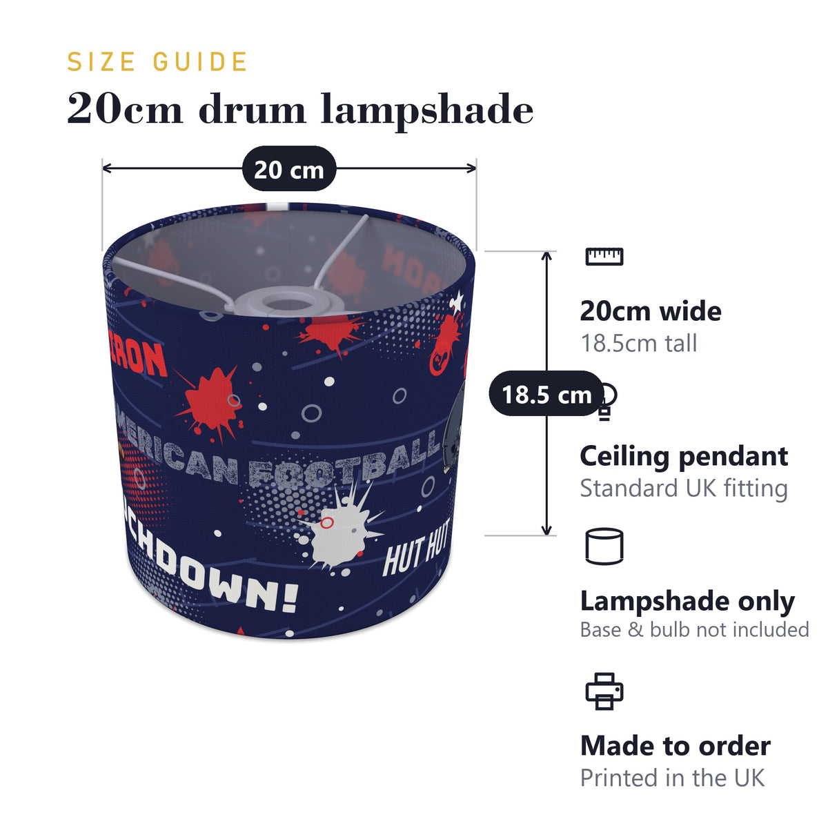 Navy Touchdown II lampshade - 20cm x 18.5cm Ceiling - photo 7