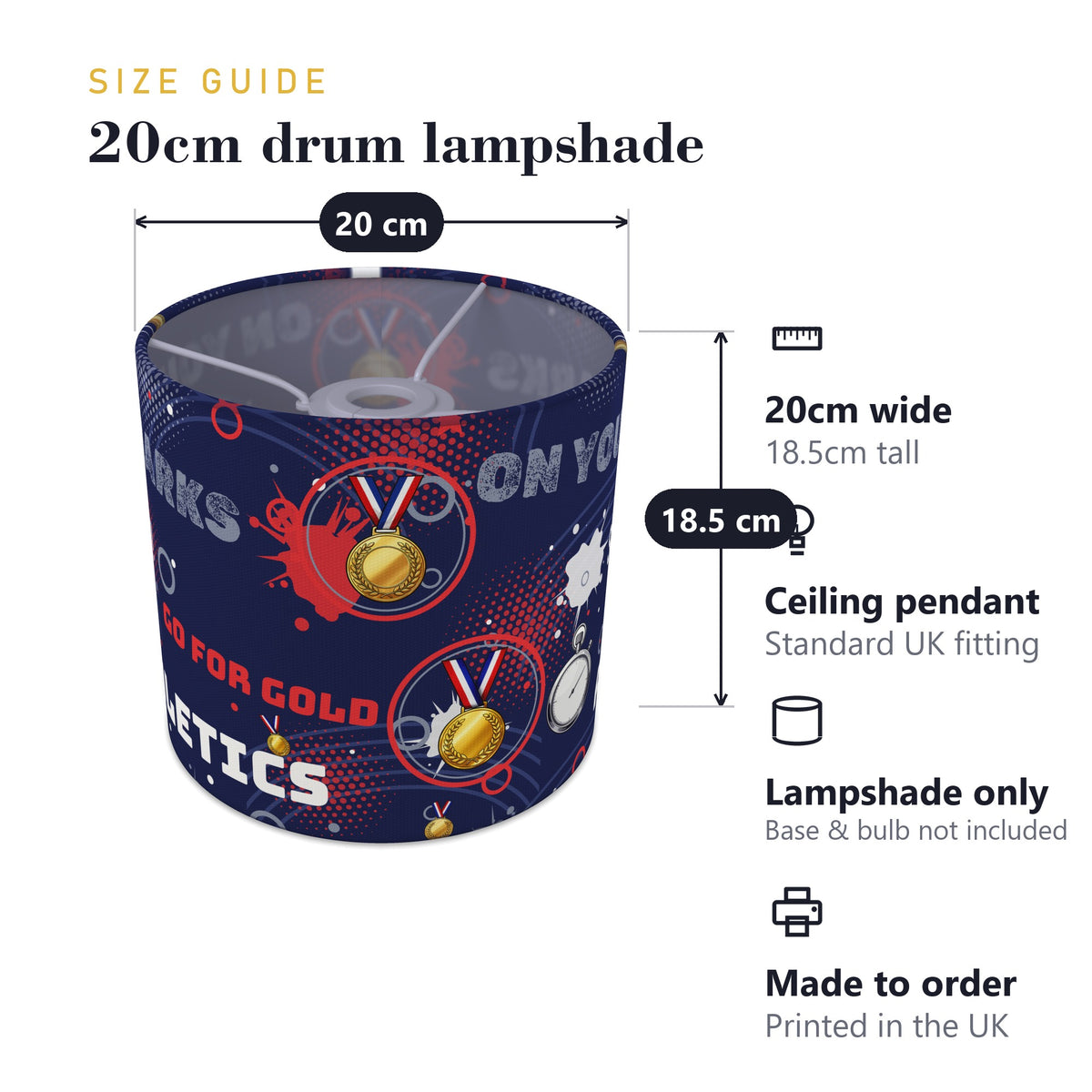 Navy Go For Gold II lampshade - 20cm x 18.5cm Ceiling - photo 7