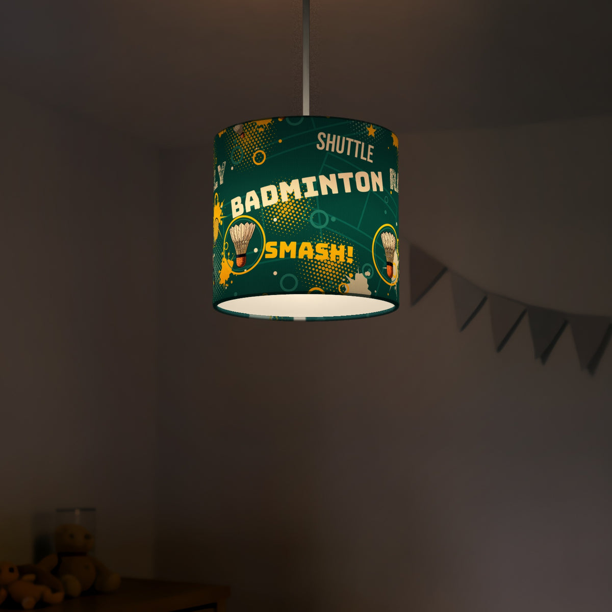 Teal Badminton Smash II lampshade - 20cm x 18.5cm Ceiling - photo 5