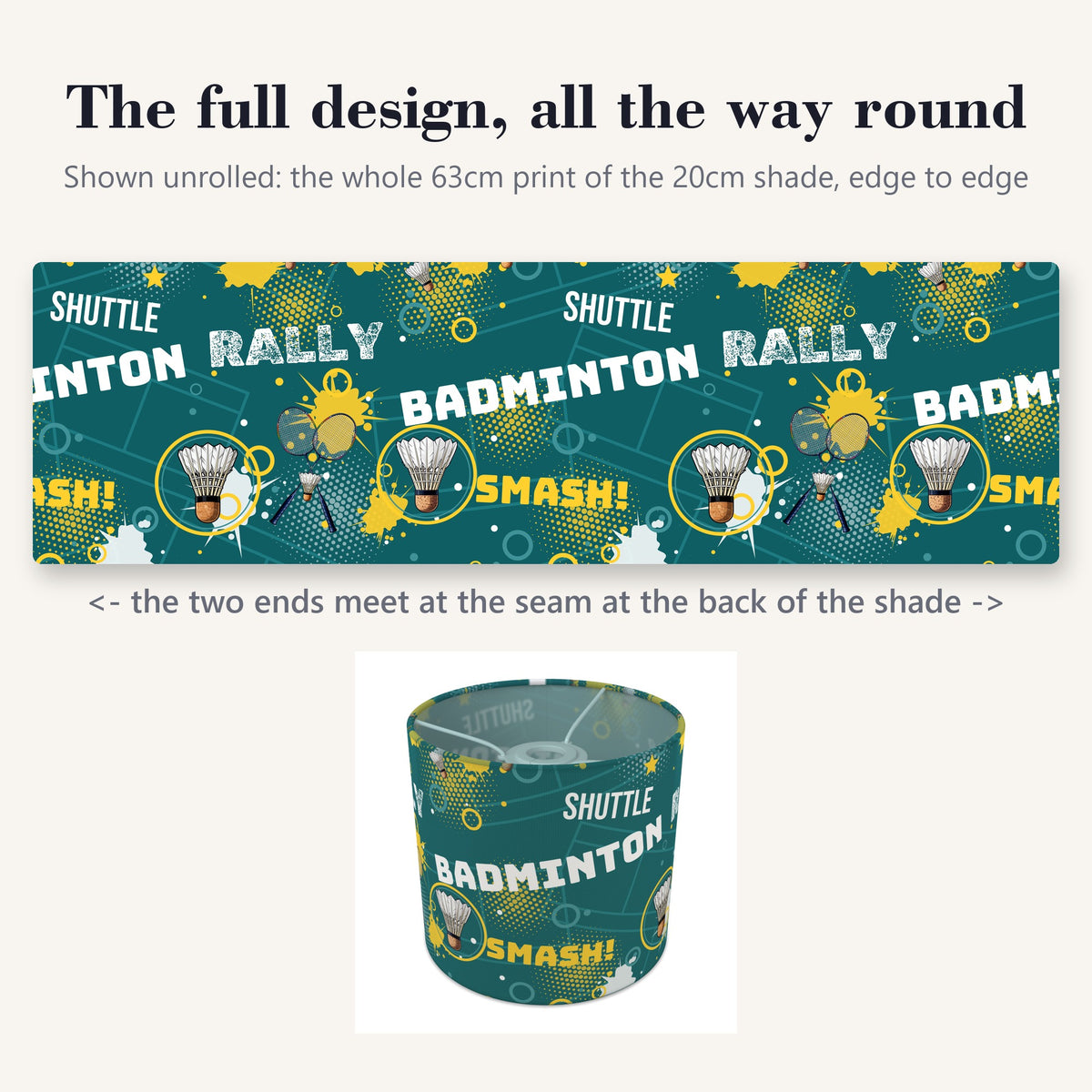 Teal Badminton Smash II lampshade - 20cm x 18.5cm Ceiling - photo 9
