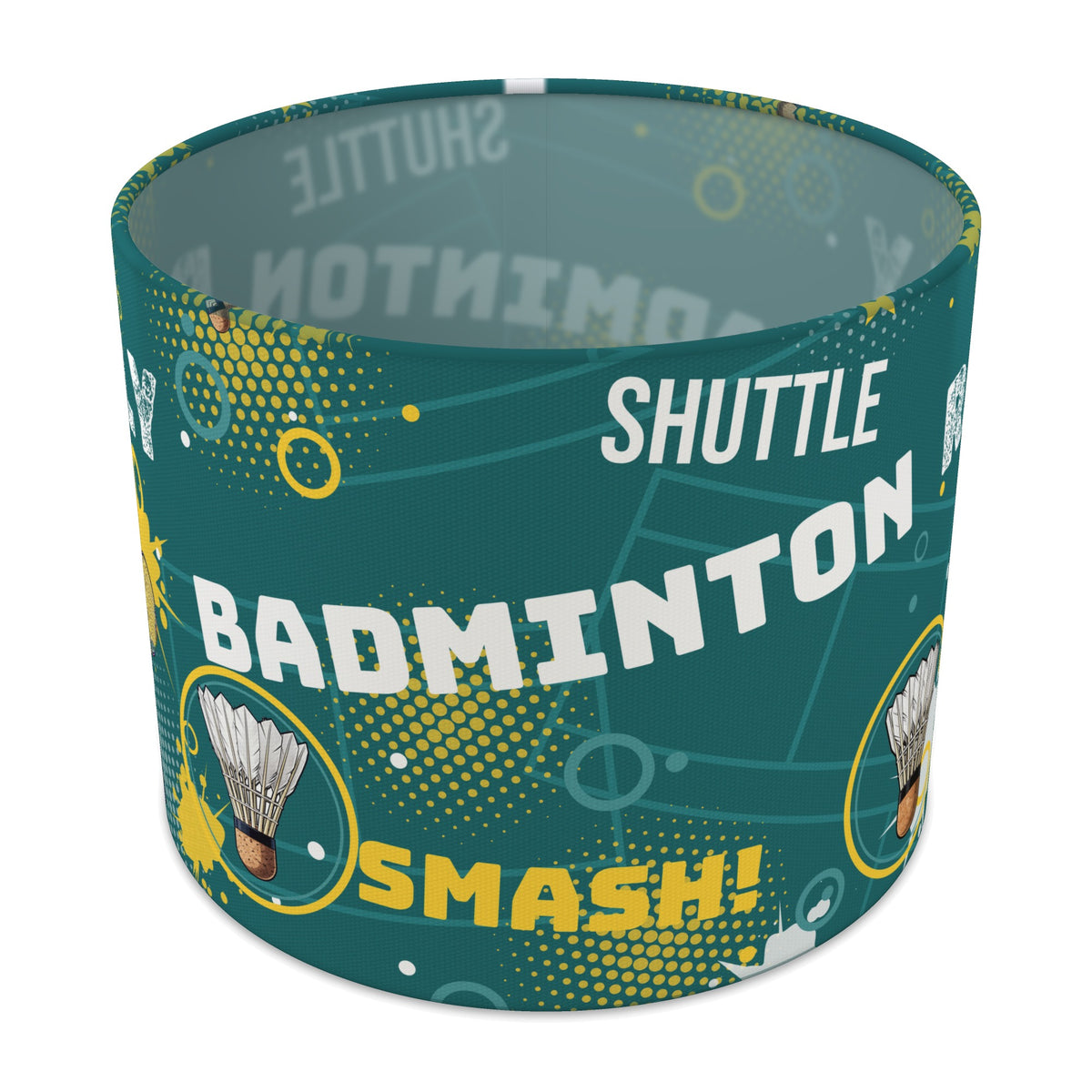 Teal Badminton Smash II lampshade - 25cm x 20cm Table