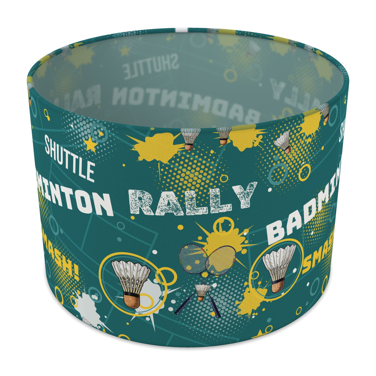 Teal Badminton Smash II lampshade - 30cm x 21cm Table