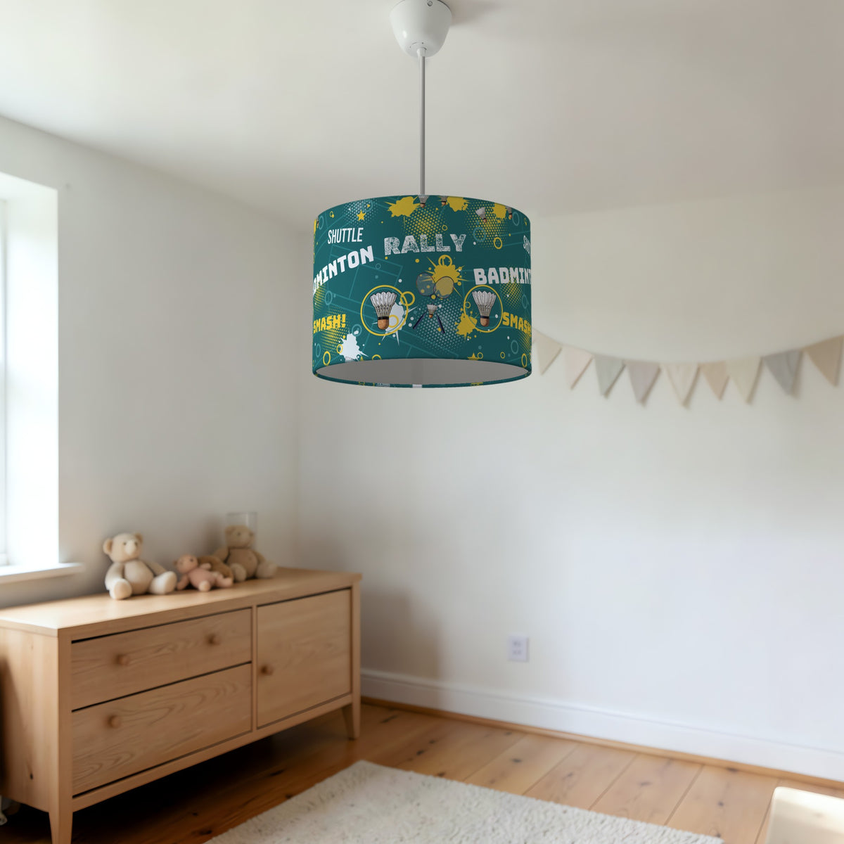 Teal Badminton Smash II lampshade - 20cm x 18.5cm Ceiling - photo 3