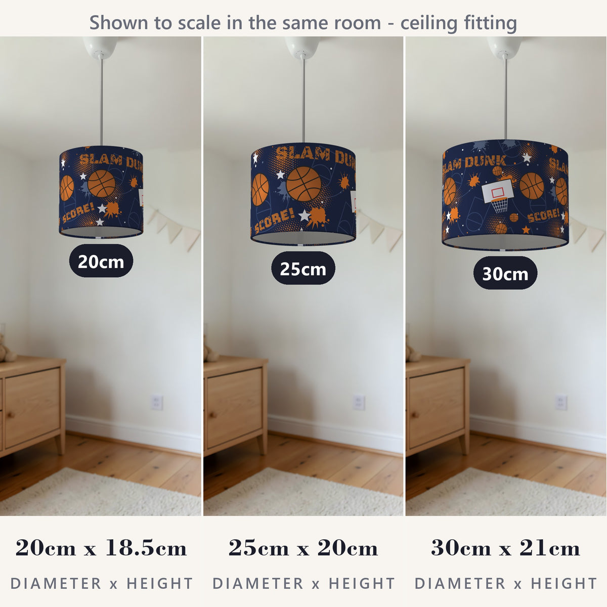 Navy Slam Dunk II lampshade - 20cm x 18.5cm Ceiling - photo 4