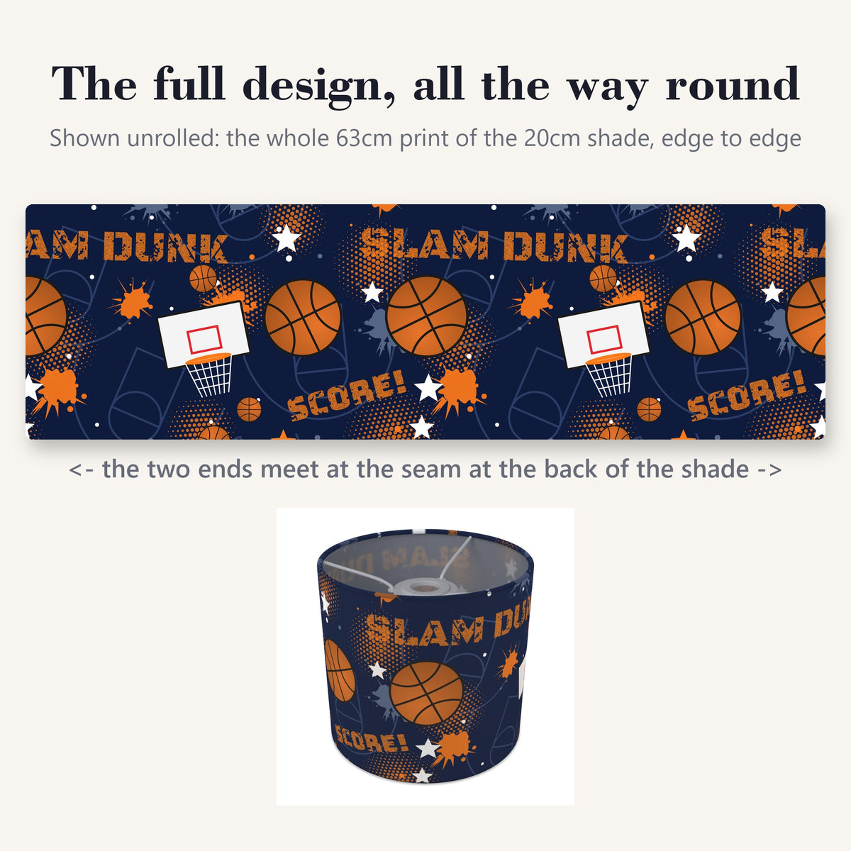 Navy Slam Dunk II lampshade - 20cm x 18.5cm Ceiling - photo 9