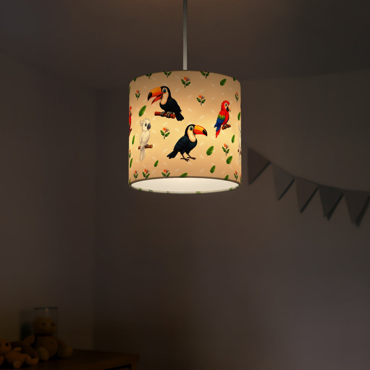 Cream Bird Friends II lampshade - 20cm x 18.5cm Ceiling - photo 5