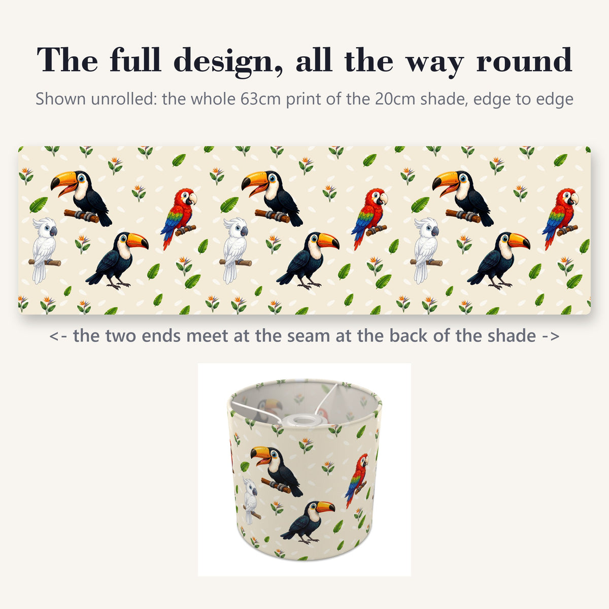 Cream Bird Friends II lampshade - 20cm x 18.5cm Ceiling - photo 9