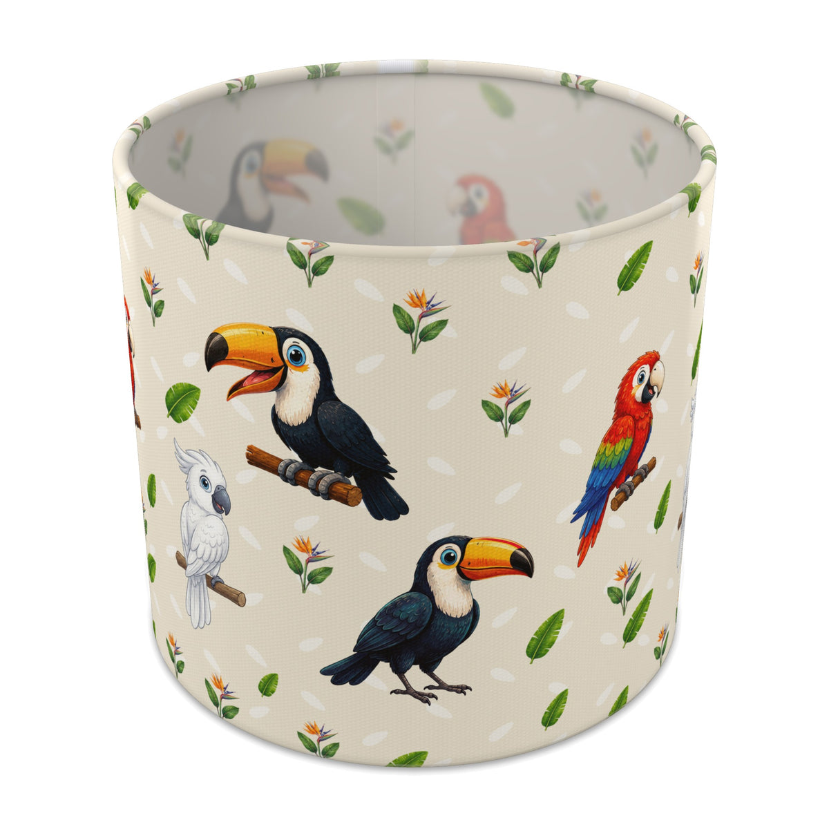 Cream Bird Friends II lampshade - 20cm x 18.5cm Table