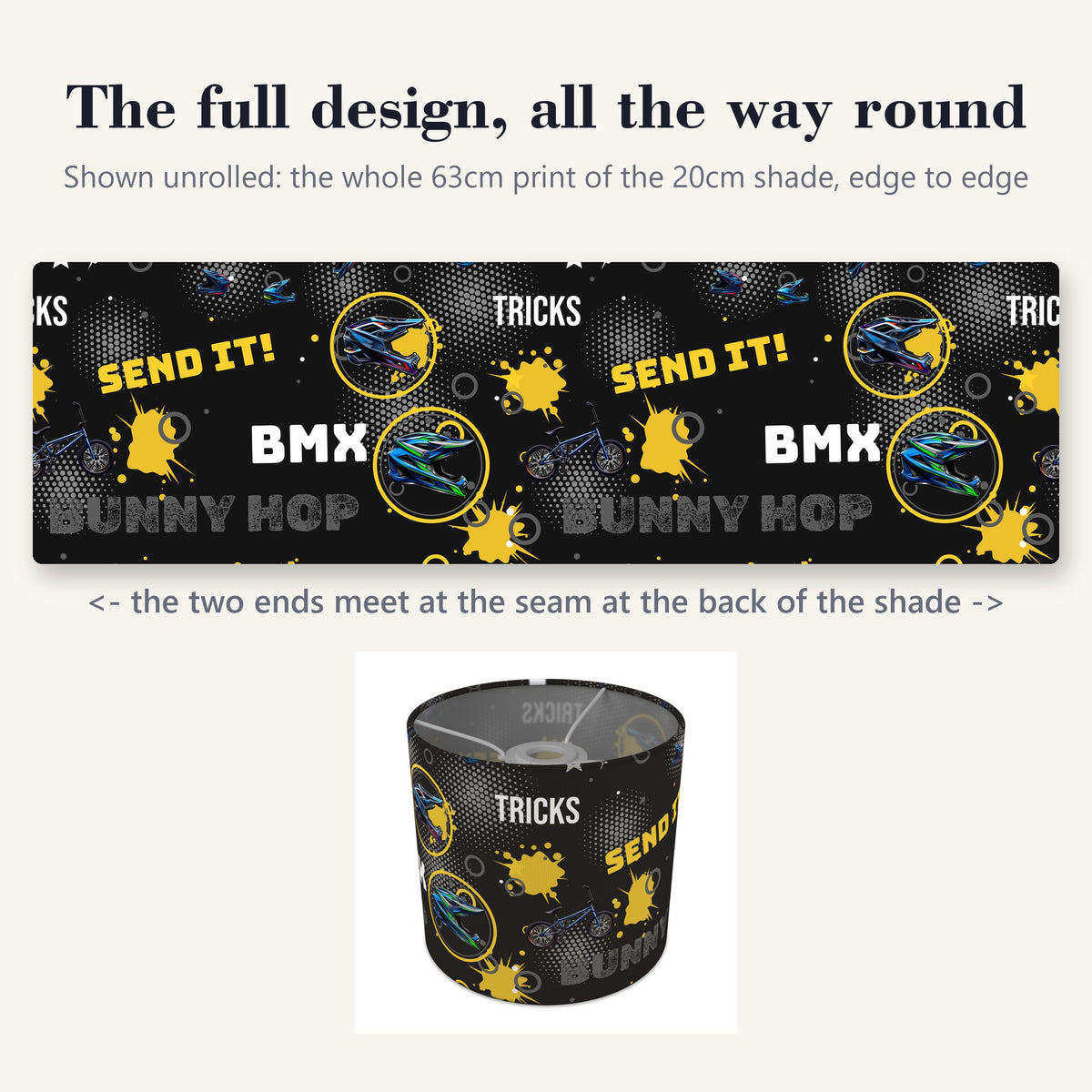 Black BMX Tricks II lampshade - 20cm x 18.5cm Ceiling - photo 9