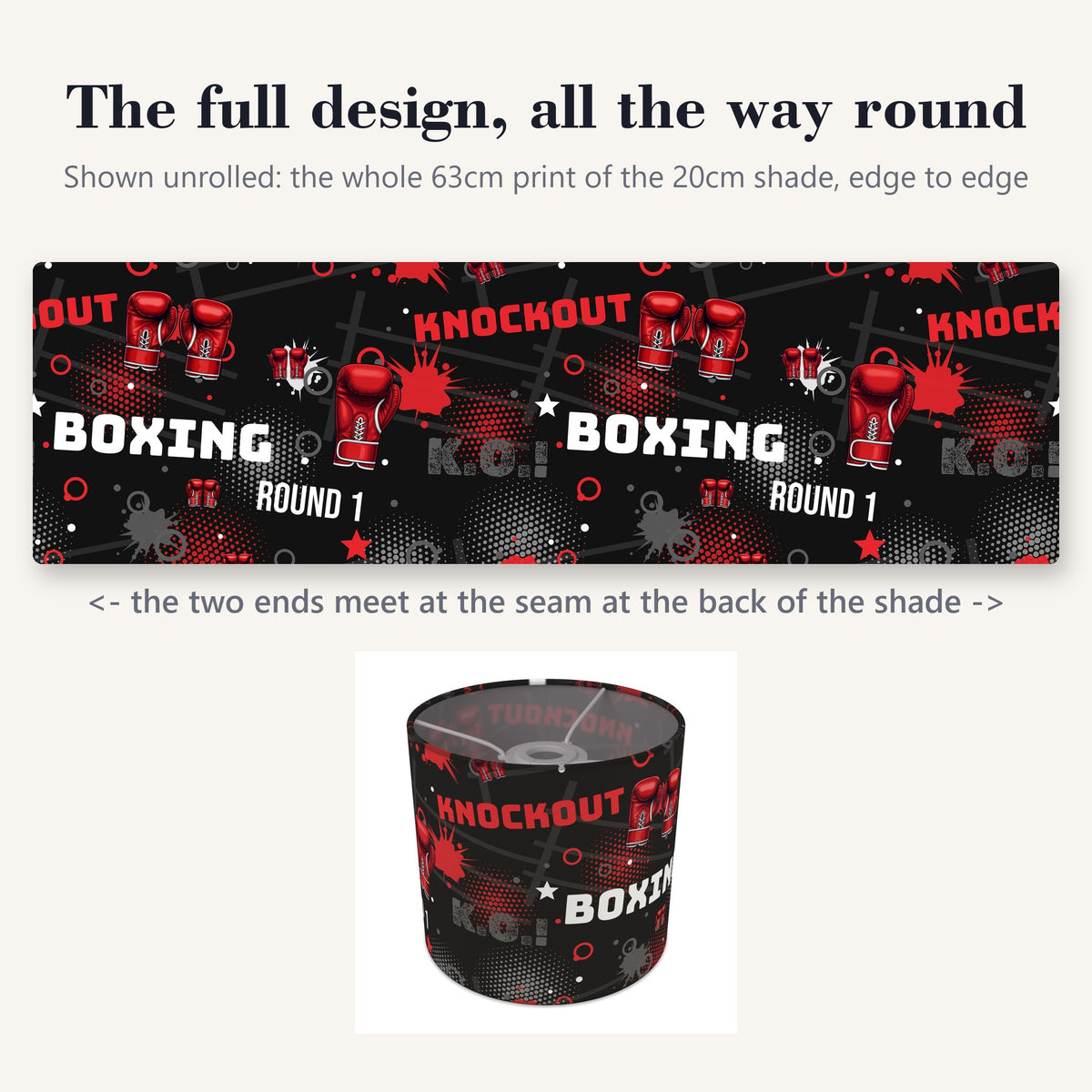 Black Knockout Boxing II lampshade - 20cm x 18.5cm Ceiling - photo 9