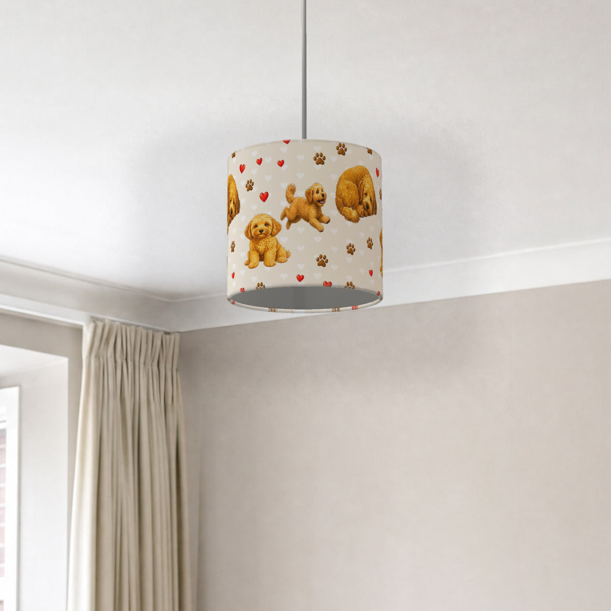 Cream Cockapoo Love II lampshade - 20cm x 18.5cm Ceiling - photo 2