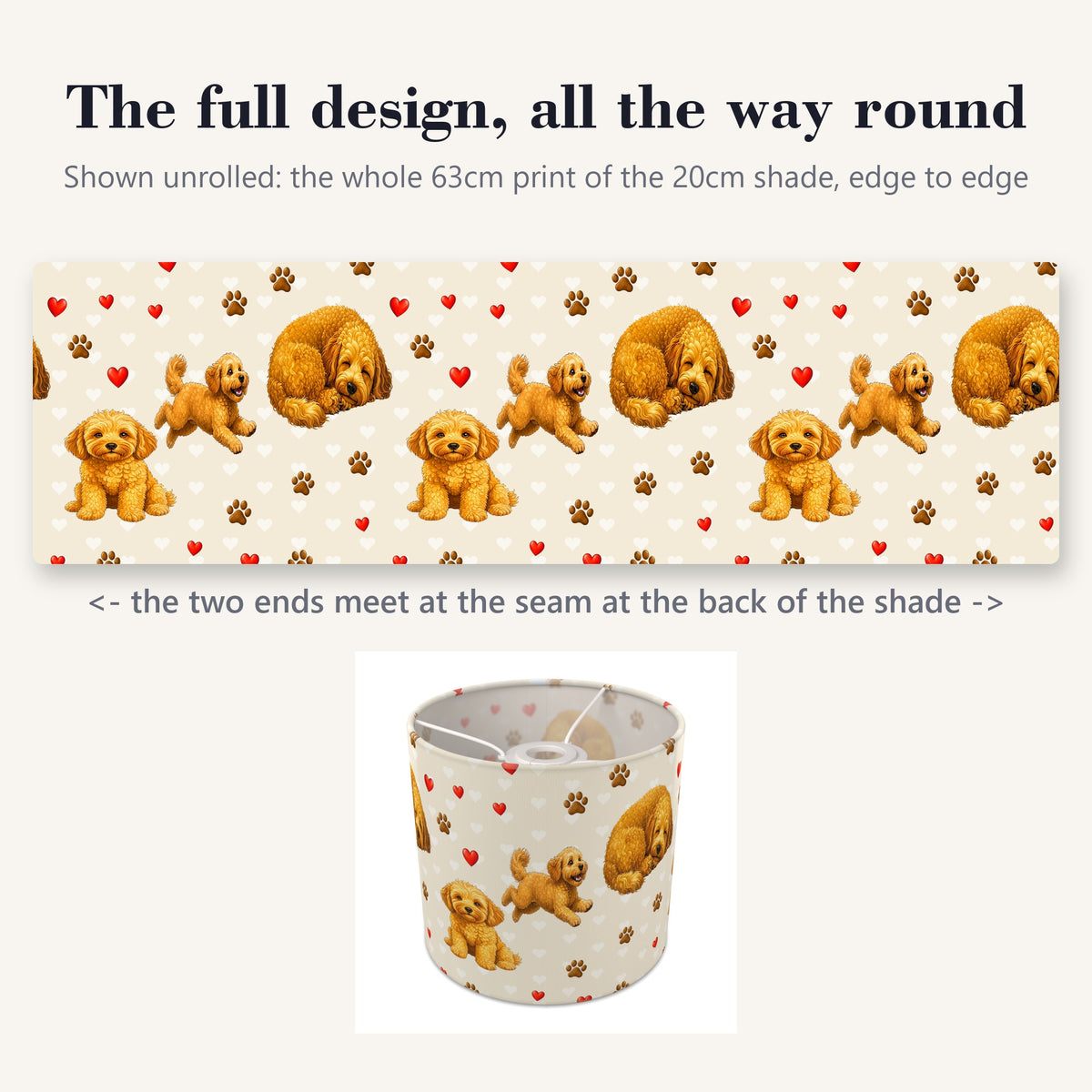 Cream Cockapoo Love II lampshade - 20cm x 18.5cm Ceiling - photo 9