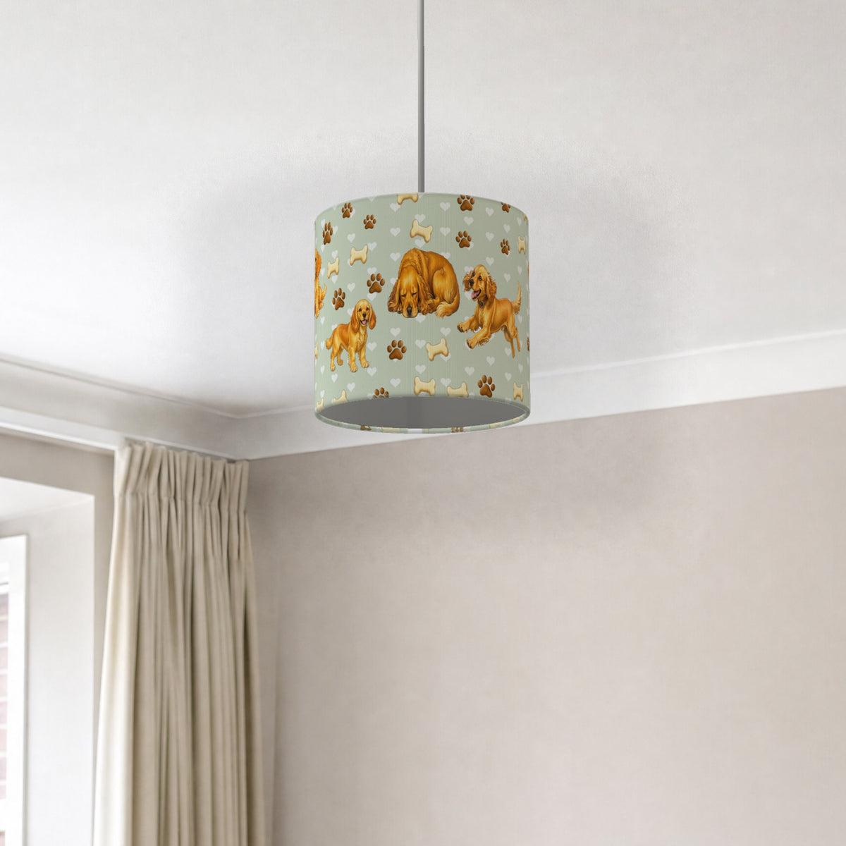 Sage Cocker Spaniel Love II lampshade - 20cm x 18.5cm Ceiling - photo 2