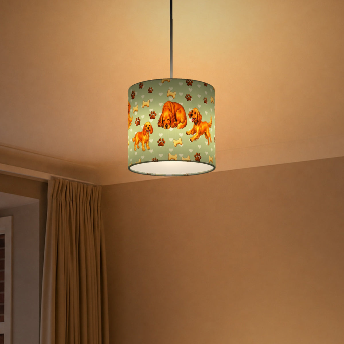 Sage Cocker Spaniel Love II lampshade - 20cm x 18.5cm Ceiling - photo 5