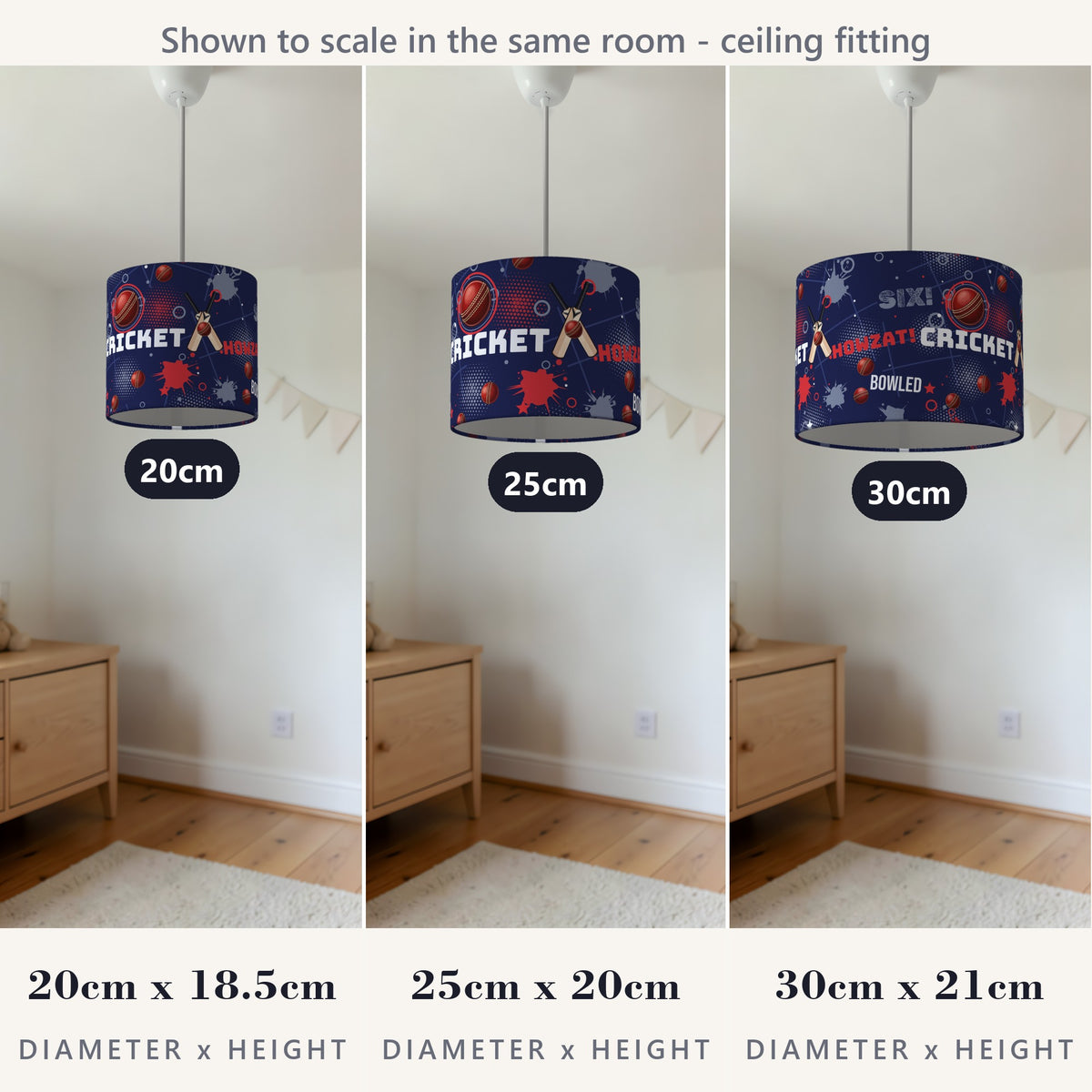 Navy Cricket Crazy II lampshade - 20cm x 18.5cm Ceiling - photo 4