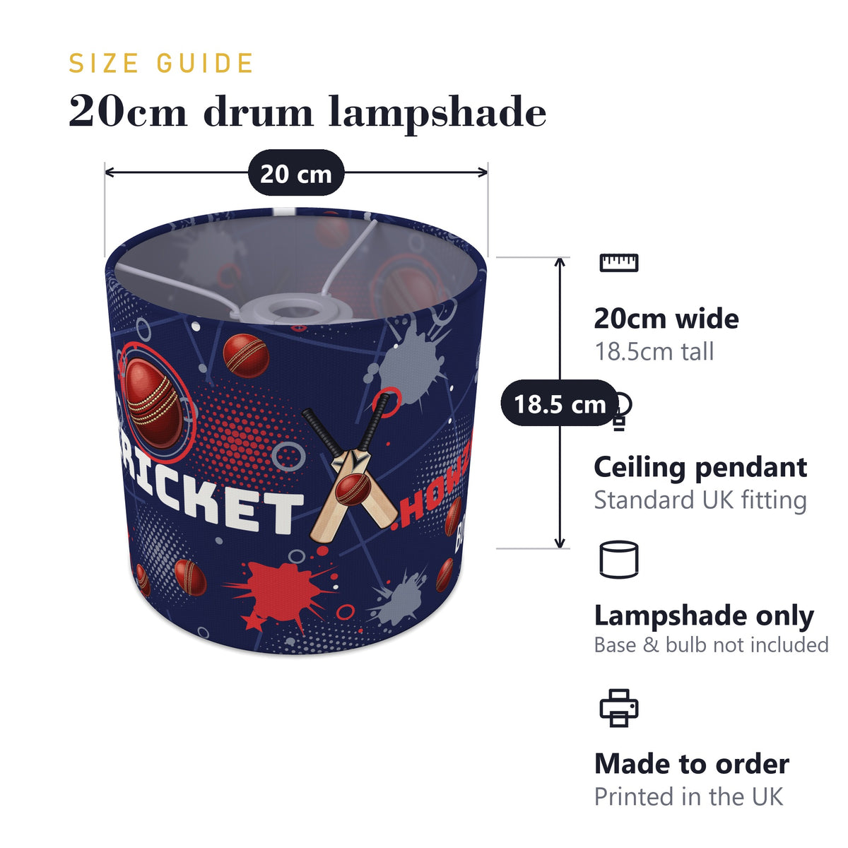 Navy Cricket Crazy II lampshade - 20cm x 18.5cm Ceiling - photo 7