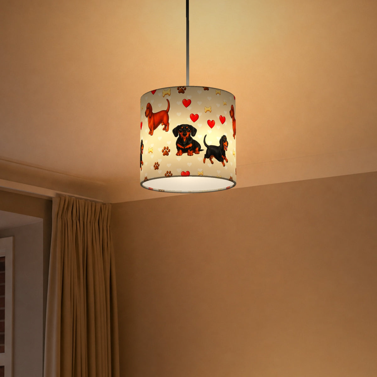 Cream Dachshund Love II lampshade - 20cm x 18.5cm Ceiling - photo 5