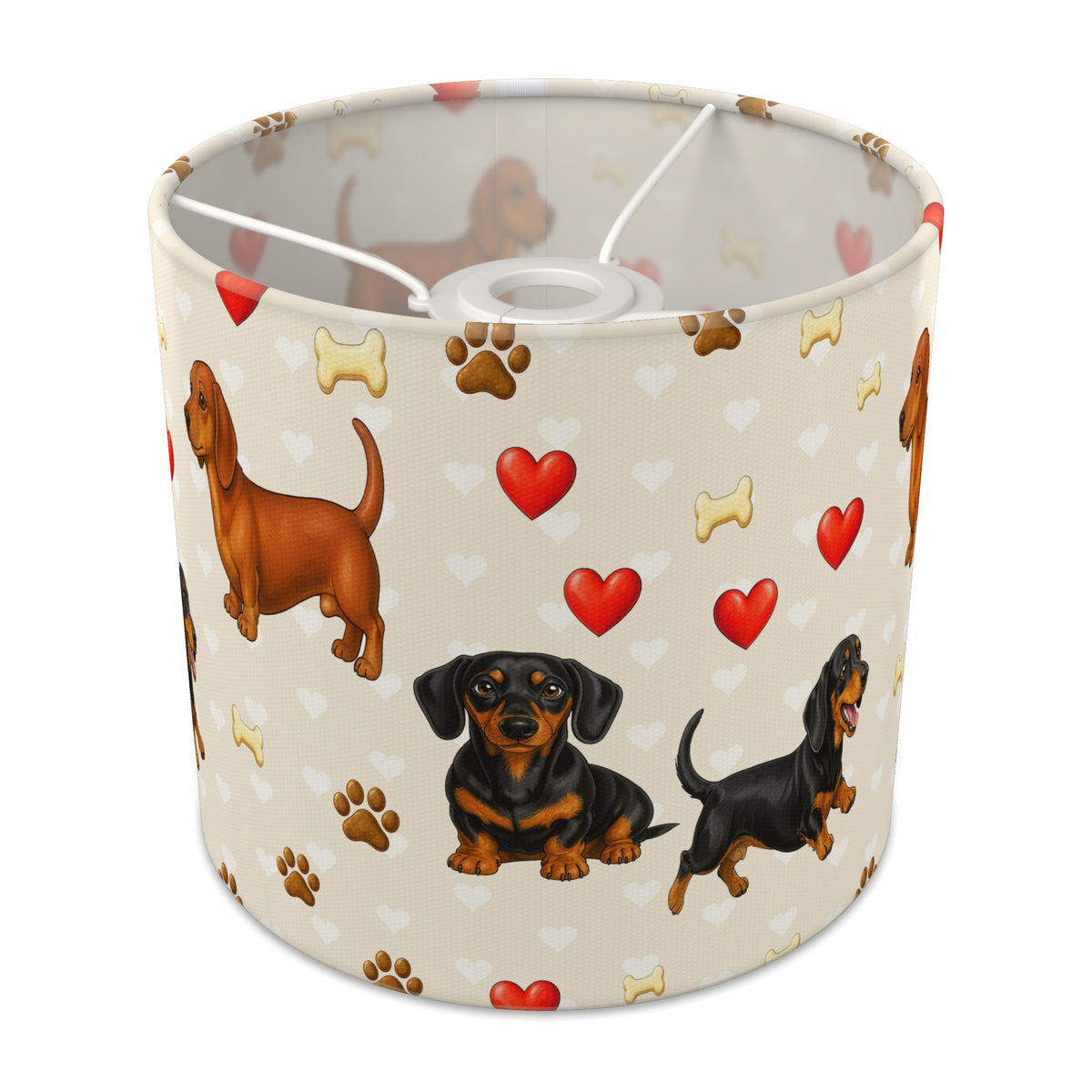 Cream Dachshund Love II lampshade - 20cm x 18.5cm Ceiling - main photo