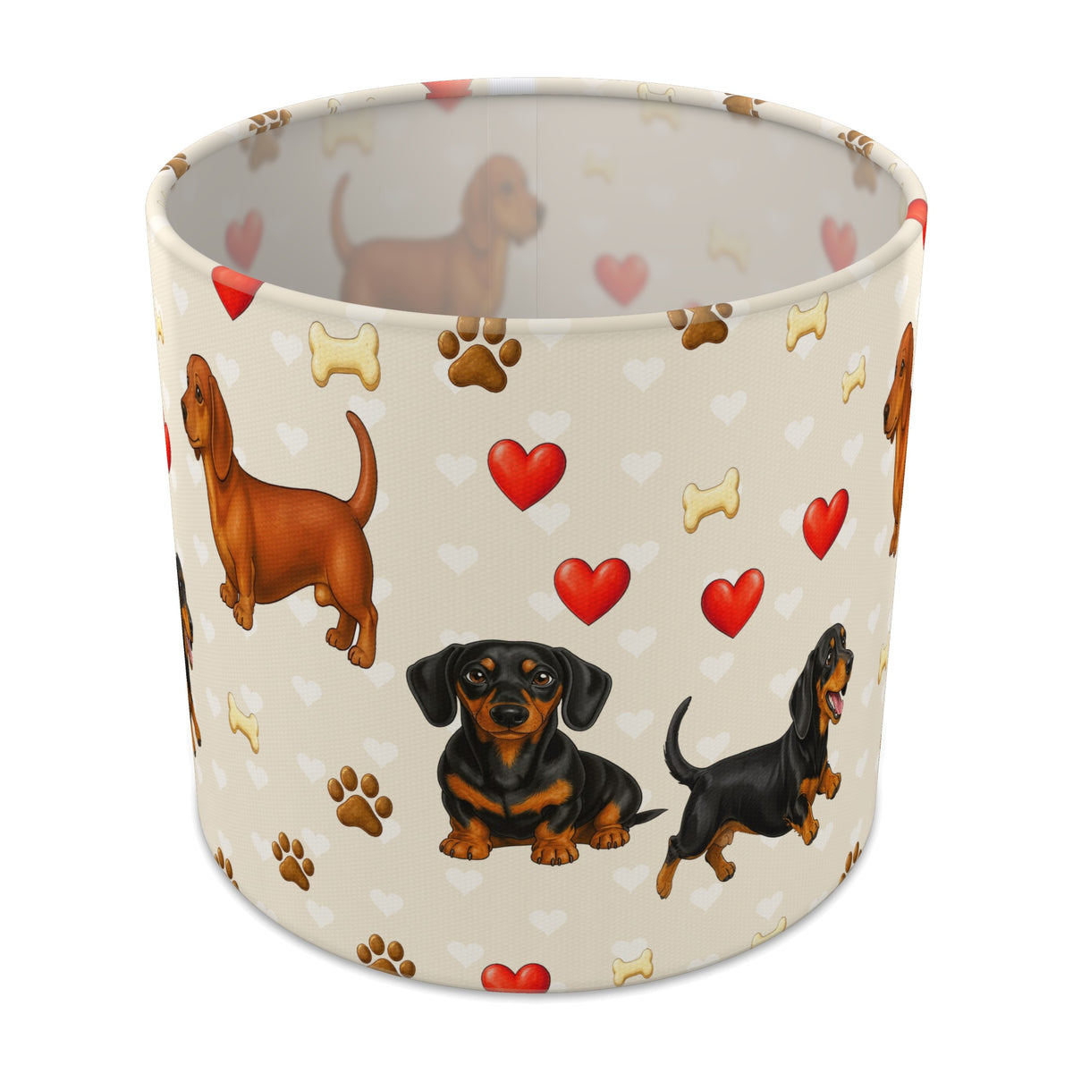 Cream Dachshund Love II lampshade - 20cm x 18.5cm Table
