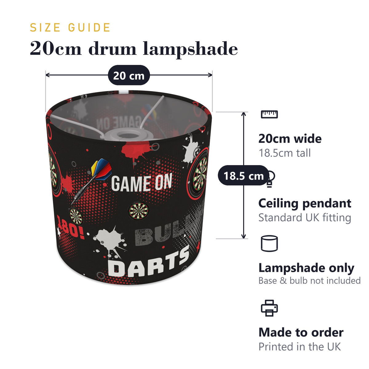 Black Darts Night II lampshade - 20cm x 18.5cm Ceiling - photo 7