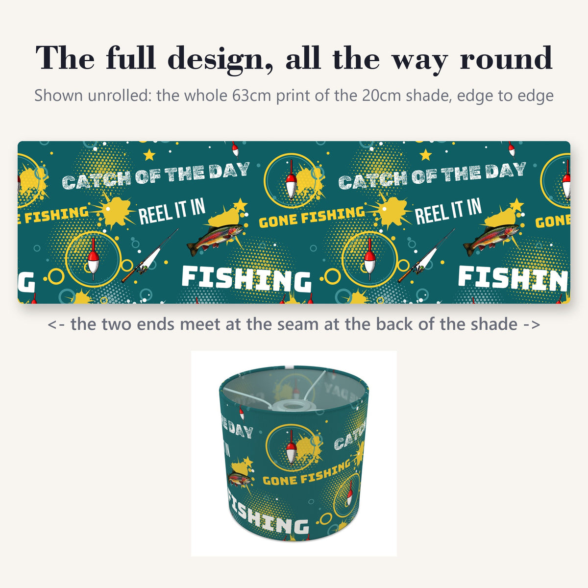 Teal Reel It In II lampshade - 20cm x 18.5cm Ceiling - photo 9