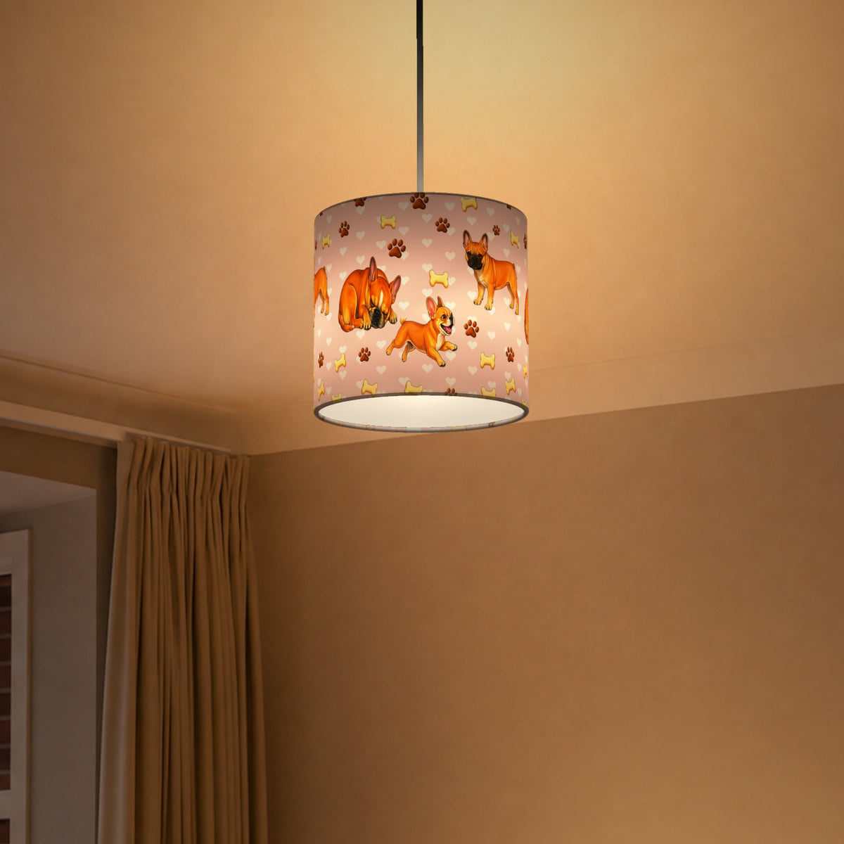 Blush French Bulldog Love II lampshade - 20cm x 18.5cm Ceiling - photo 5