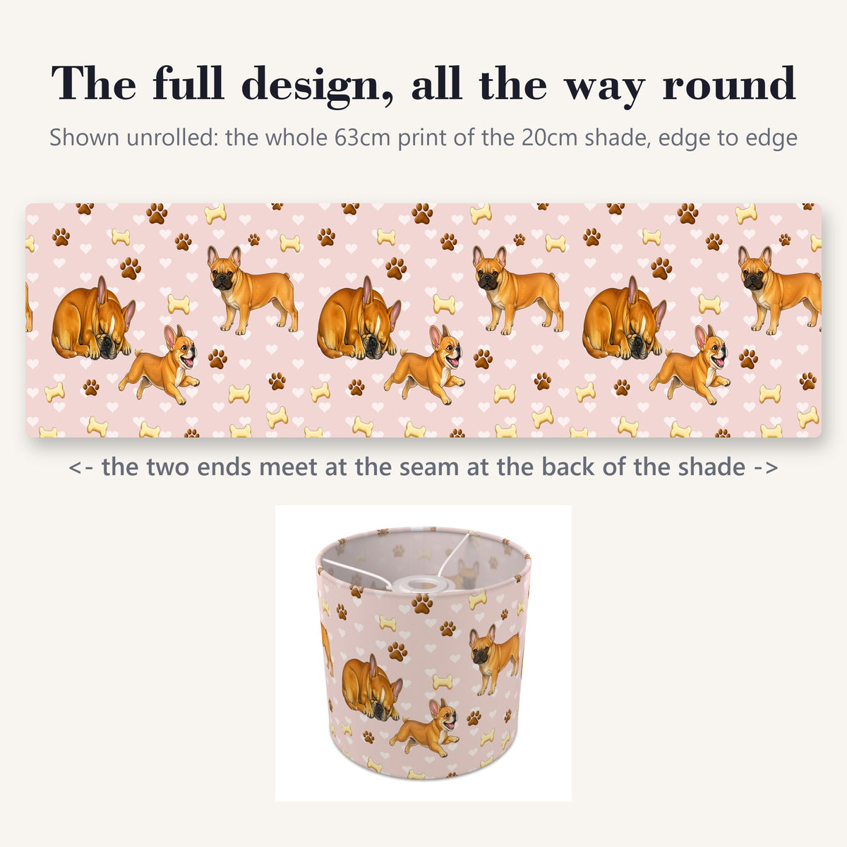 Blush French Bulldog Love II lampshade - 20cm x 18.5cm Ceiling - photo 9