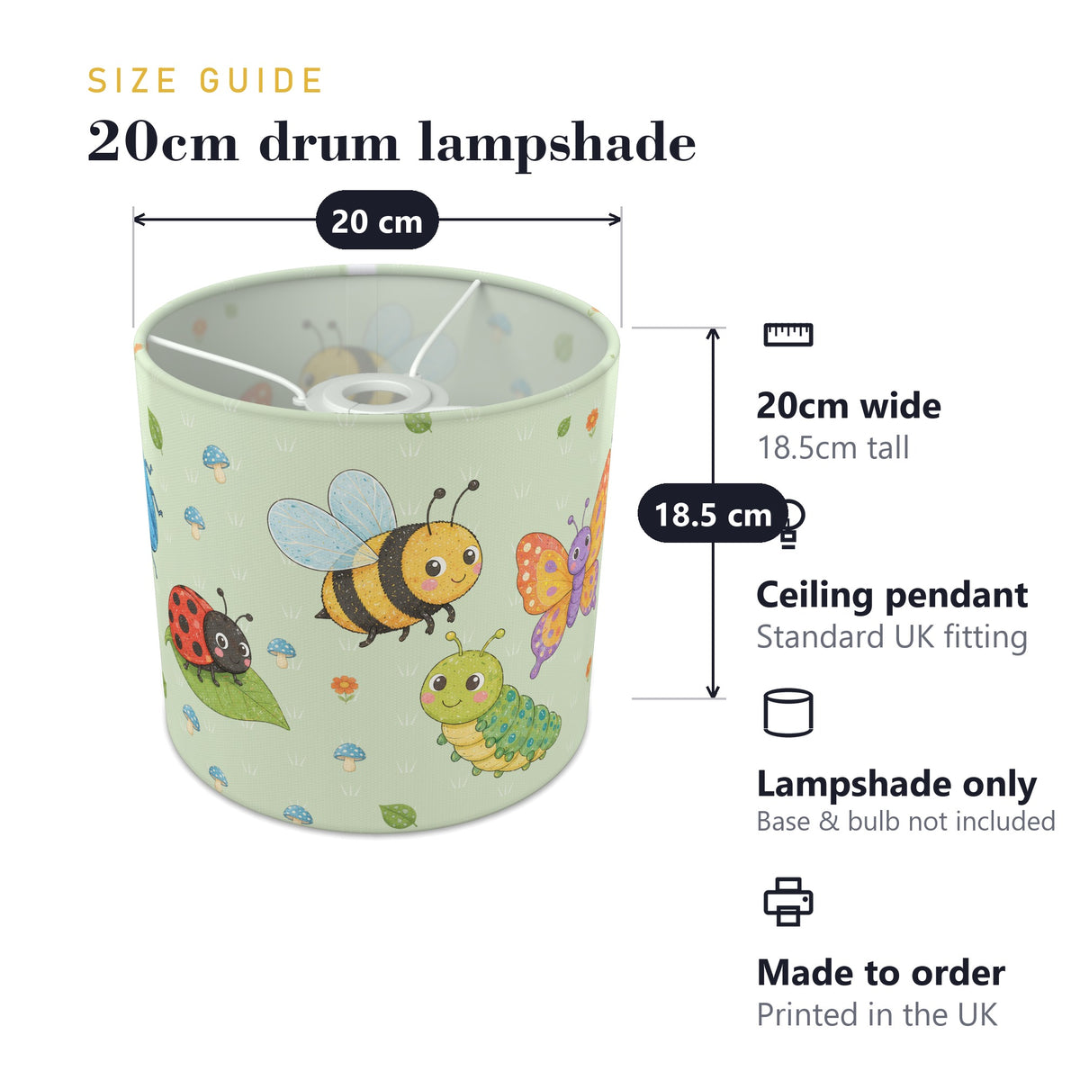Meadow Garden Bugs II lampshade - 20cm x 18.5cm Ceiling - photo 7