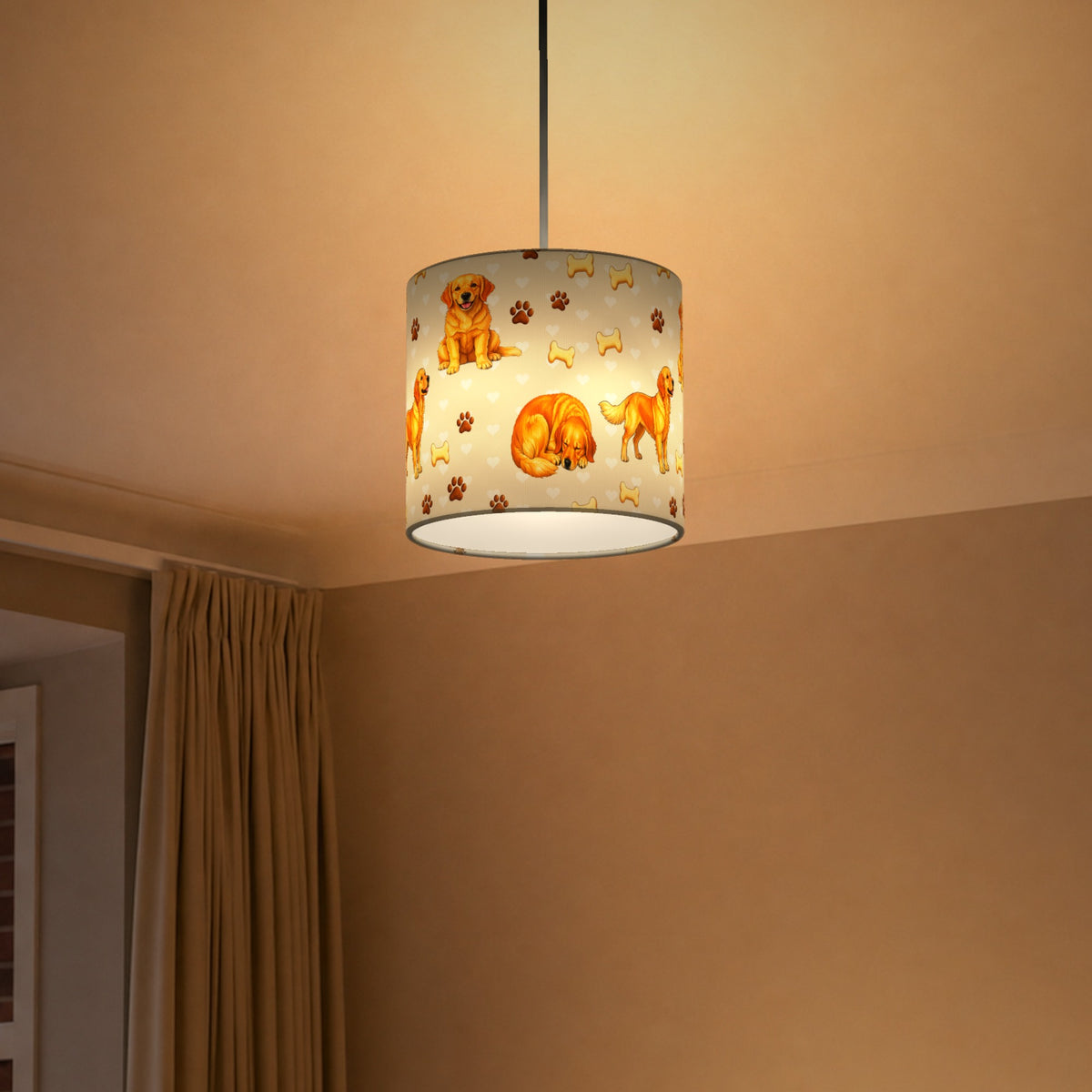 Cream Golden Retriever Love II lampshade - 20cm x 18.5cm Ceiling - photo 5