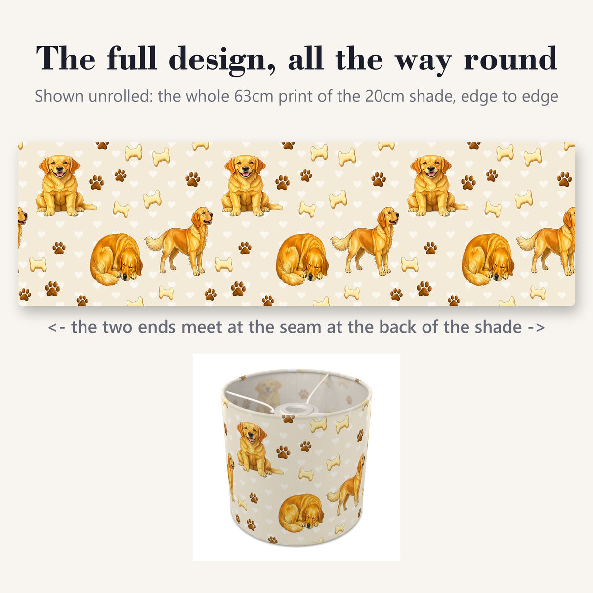 Cream Golden Retriever Love II lampshade - 20cm x 18.5cm Ceiling - photo 9
