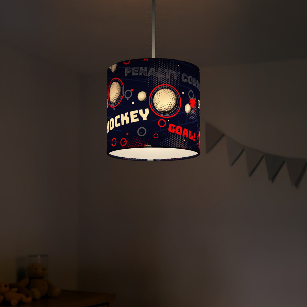 Navy Hockey Hero II lampshade - 20cm x 18.5cm Ceiling - photo 5