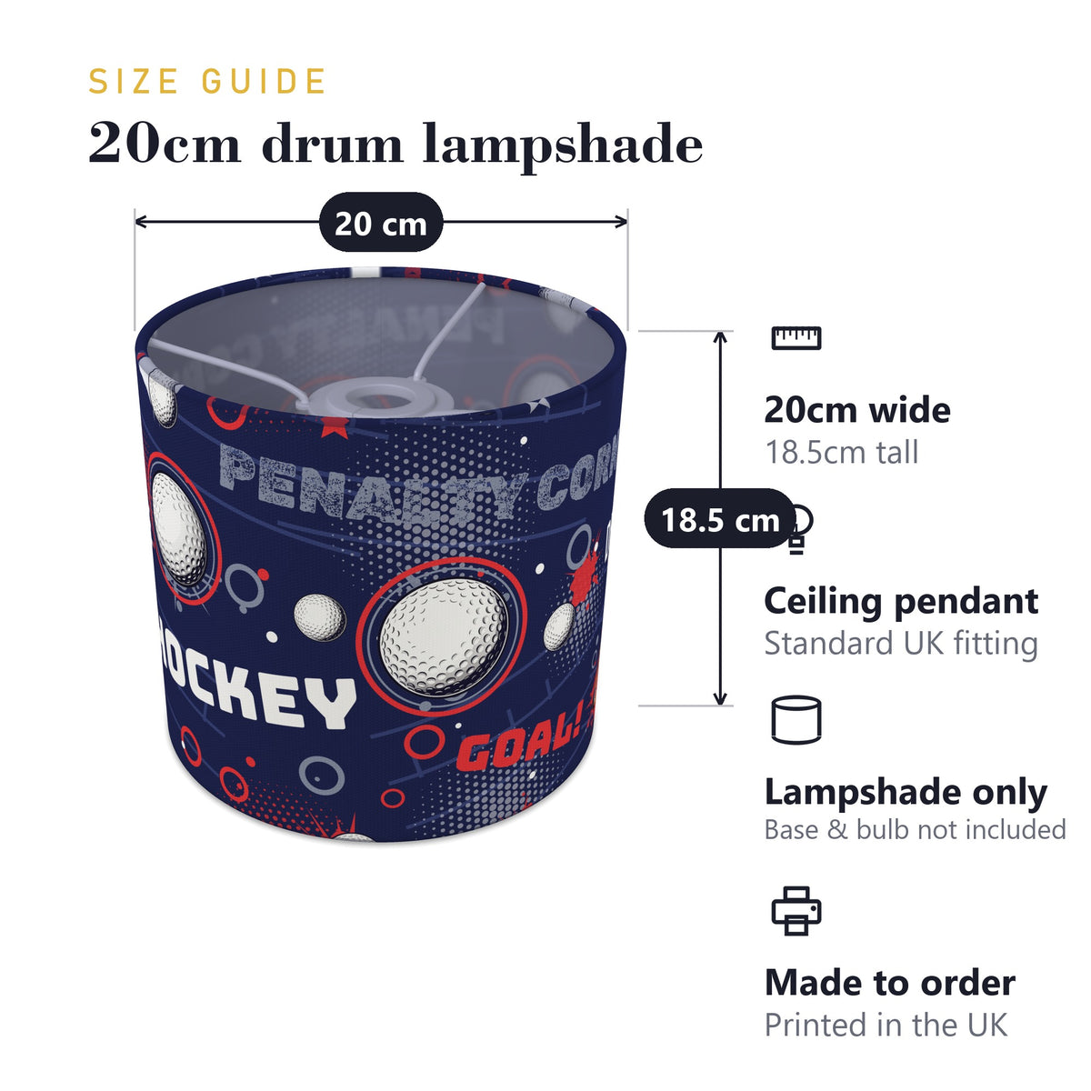Navy Hockey Hero II lampshade - 20cm x 18.5cm Ceiling - photo 7