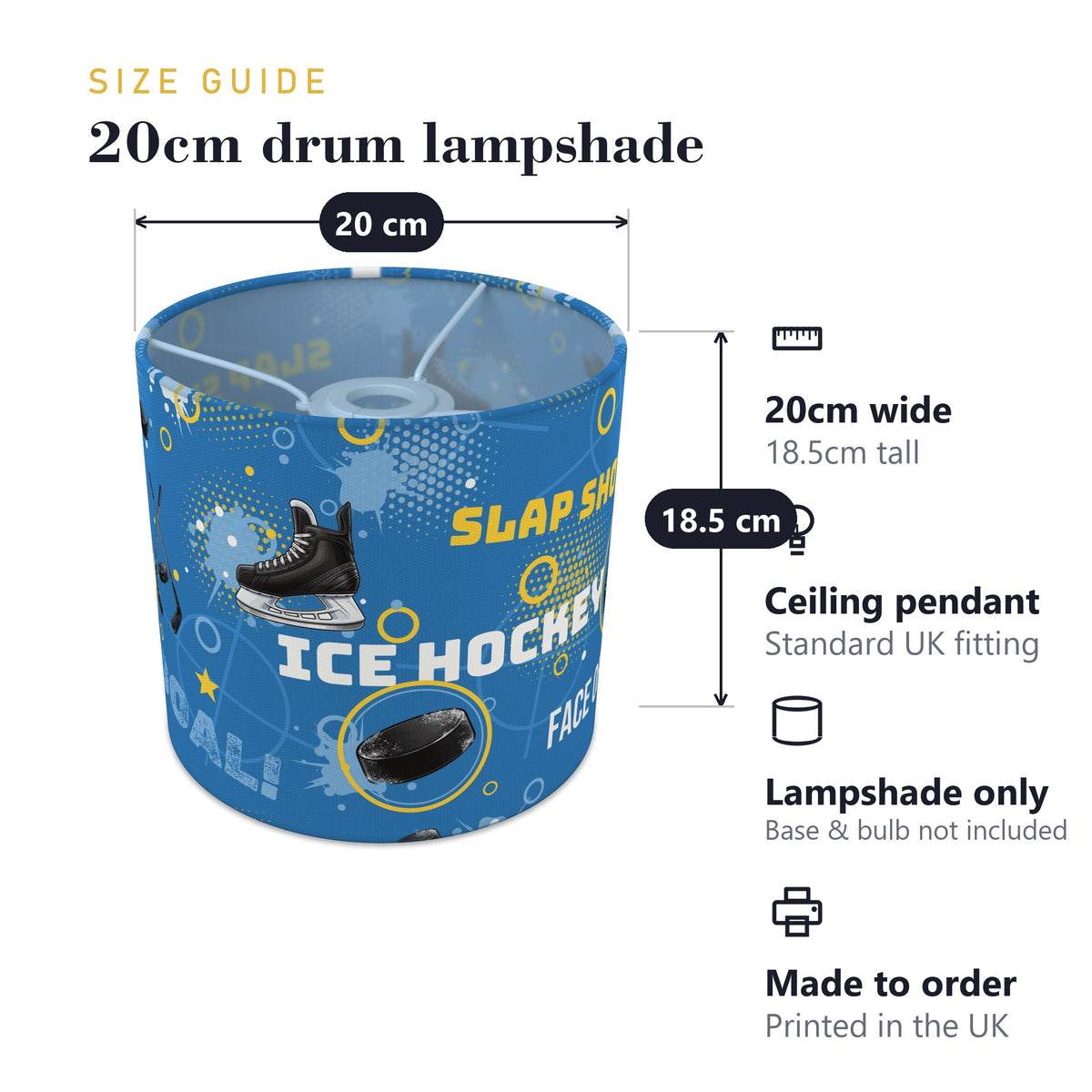 Sky Ice Hockey Face II lampshade - 20cm x 18.5cm Ceiling - photo 7